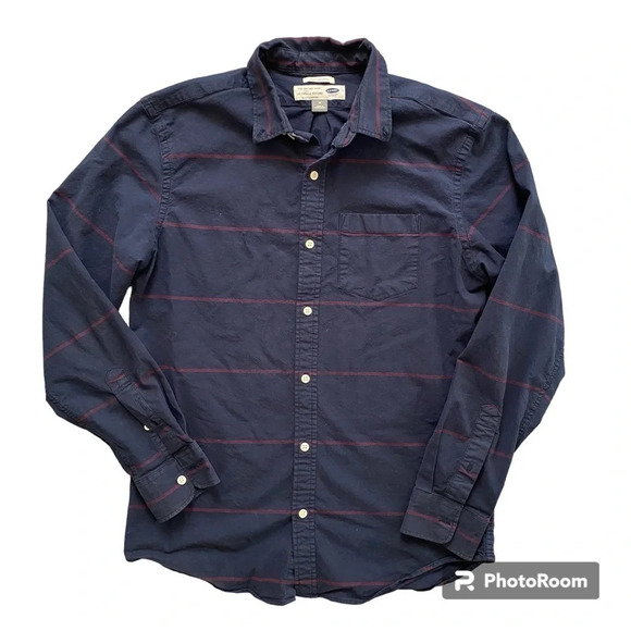 Men’s Old Navy Striped  Navy Blue Slim Fit Button Down Oxford Shirt Size M - Picture 1 of 10